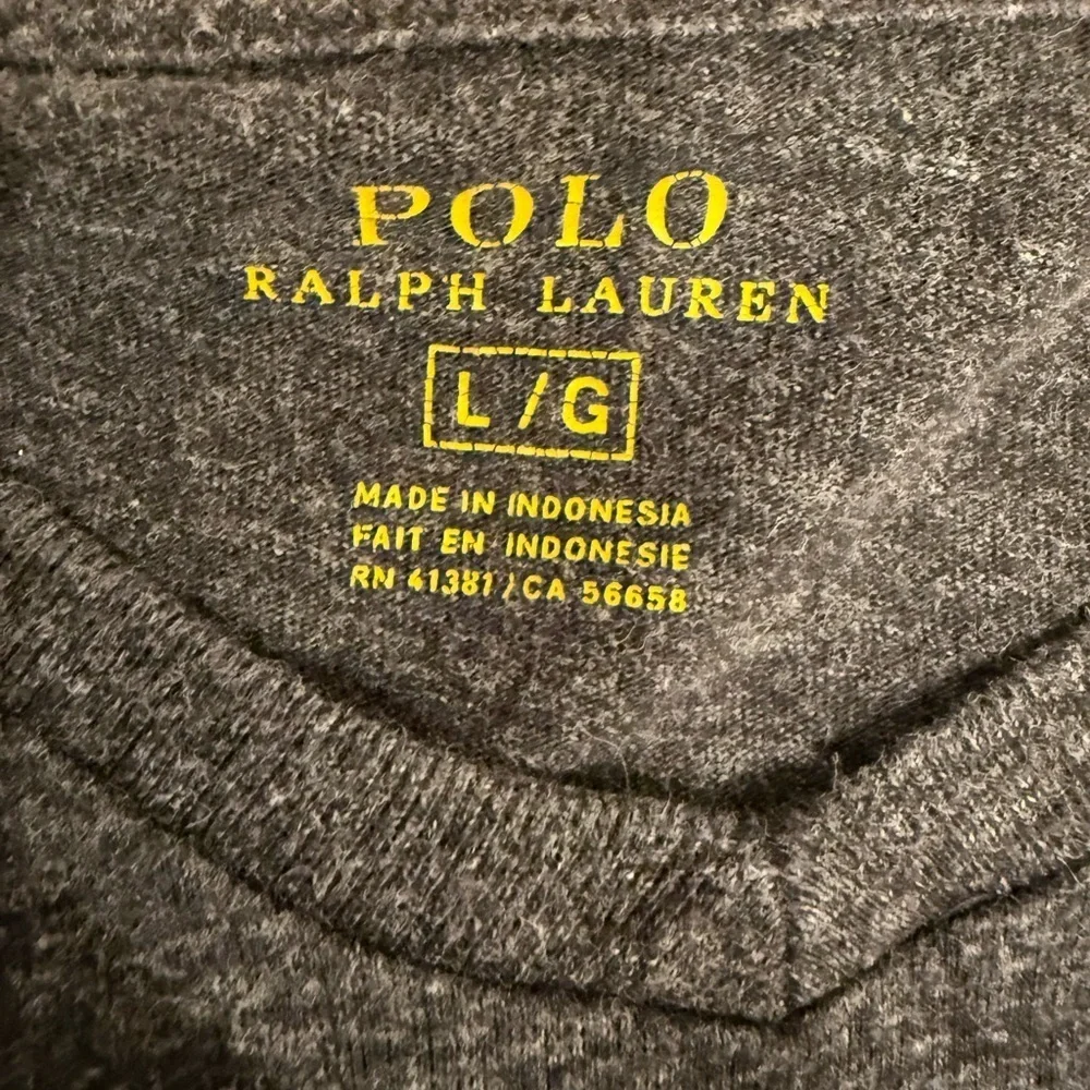 🔥Polo by Ralph Lauren Men's Gray Long Sleeve Shirt V neck Sz L EUC